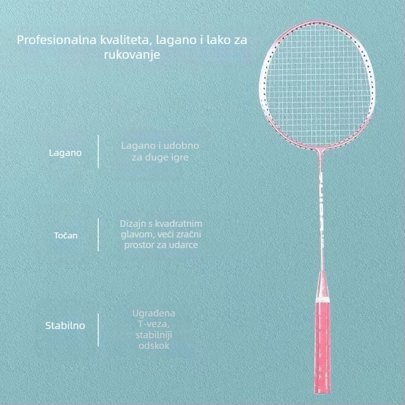 Badminton palica za trening i natjecanje, izdržljiva i svestrana (težina 95–100 g; materijal okvira: željezni spoj; materijal žice: najlon; tip palice: izravan udarac; tvrdoća: srednja)
