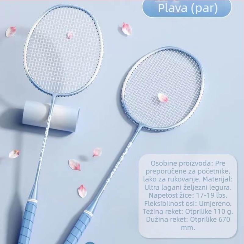 Badminton palica za trening i natjecanje, izdržljiva i svestrana (težina 95–100 g; materijal okvira: željezni spoj; materijal žice: najlon; tip palice: izravan udarac; tvrdoća: srednja)