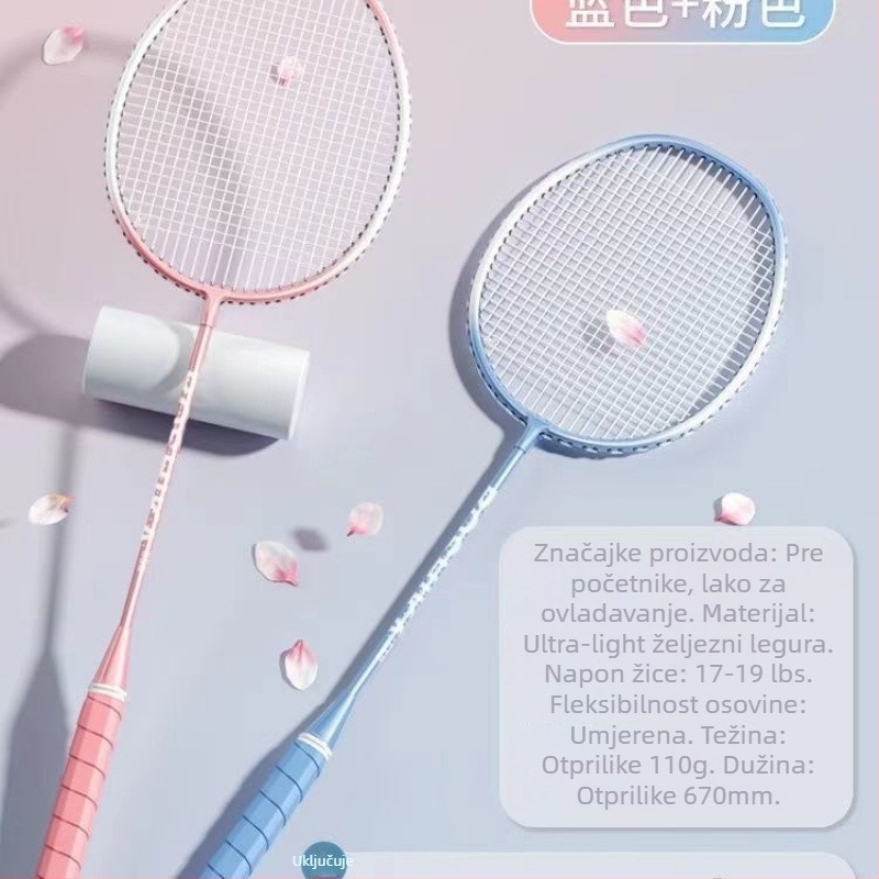 Badminton palica za trening i natjecanje, izdržljiva i svestrana (težina 95–100 g; materijal okvira: željezni spoj; materijal žice: najlon; tip palice: izravan udarac; tvrdoća: srednja)