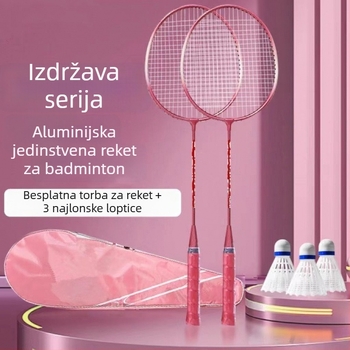 Set dviju badminton raketa za trening, karbonska vlakna okvir, najlonske žice, pogodno za početnike i mlade