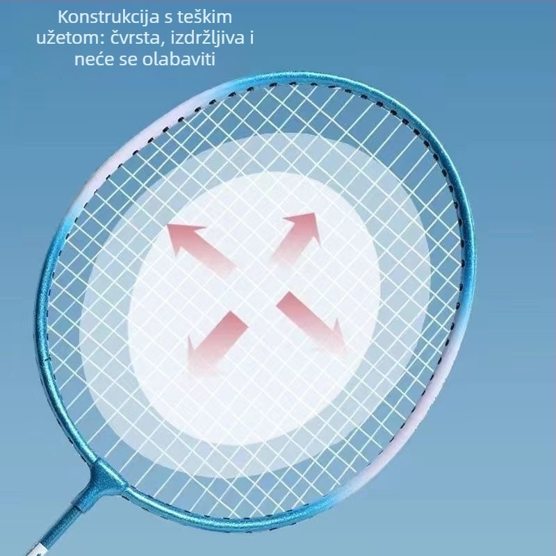 Set dviju badminton raketa za trening, karbonska vlakna okvir, najlonske žice, pogodno za početnike i mlade