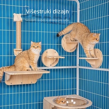 Drveni zidni penjački okvir za mačke s kapsulnom platformom, uštedite prostor, stup za grebanje i ljestvica, gnijezdo za zečeve