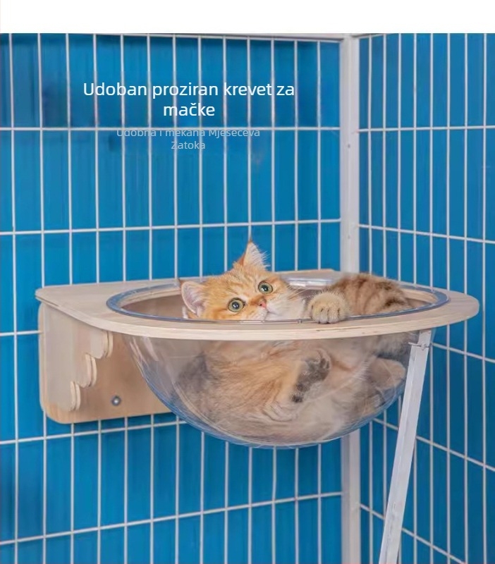 Drveni zidni penjački okvir za mačke s kapsulnom platformom, uštedite prostor, stup za grebanje i ljestvica, gnijezdo za zečeve