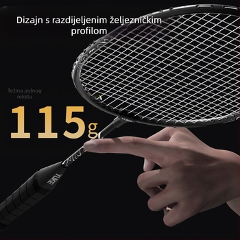 Reket za badminton s okvirom od željeznog legura, set od dvije reketa, težina 95–100 g, direktni udarac, umjerena tvrdoća, za amatere i juniore