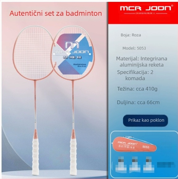 MCR JODN Set reketa za badminton (2 kom) – okvir od željeznog legura, težina 95–100 g, grip G4, ravna osovina