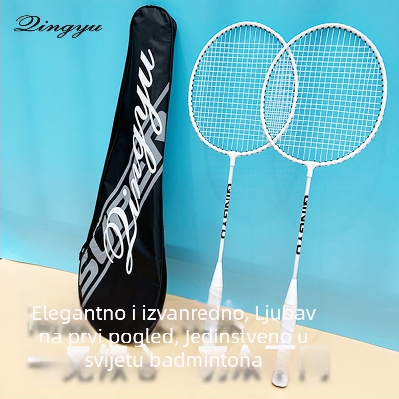 Badminton reketa s Ferroalloy okvirom, težina 95–100 g, debljina drške G4, dizajn ravnog udarca, pogodna za amatere