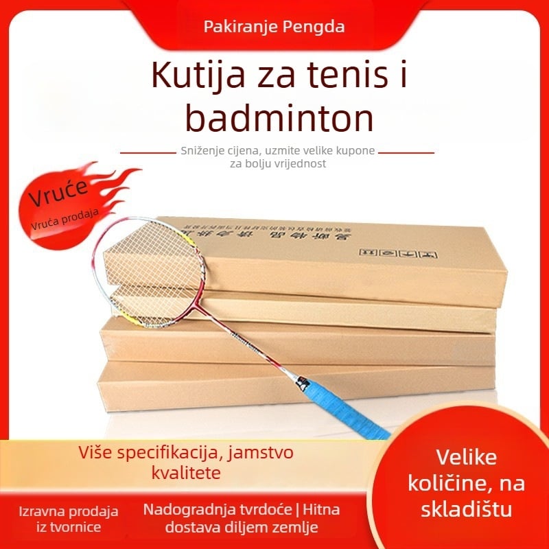 Kartonska kutija za badminton raketu – valoviti karton, logistička kutija, ekstra tvrda, trostruka konstrukcija, 120 g, pakiranje za badminton rakete