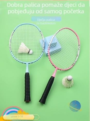 Raketa za badminton za djecu – set od 2 reketa, karbonski okvir, težina 75–79 g, direktan udar
