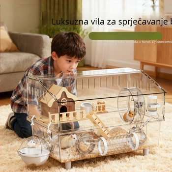 Kavez za hamstera, plastični, pravokutnog oblika, prozračan i ventiliran, za unutarnju uporabu, četiri sezone
