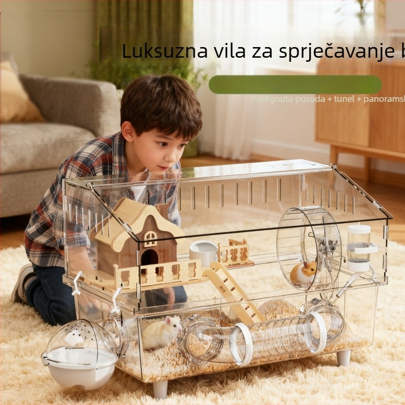 Kavez za hamstera, plastični, pravokutnog oblika, prozračan i ventiliran, za unutarnju uporabu, četiri sezone