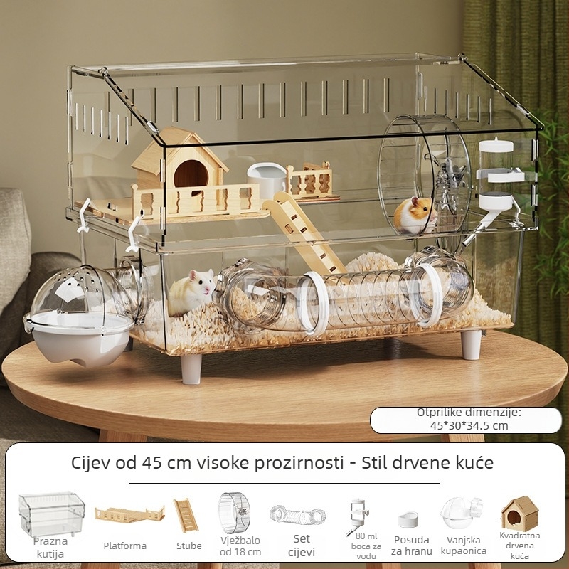 Kavez za hamstera, plastični, pravokutnog oblika, prozračan i ventiliran, za unutarnju uporabu, četiri sezone