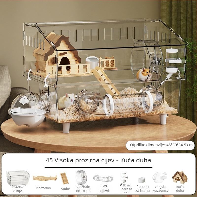 Kavez za hamstera, plastični, pravokutnog oblika, prozračan i ventiliran, za unutarnju uporabu, četiri sezone