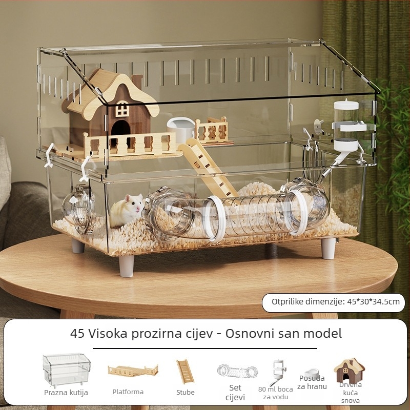 Kavez za hamstera, plastični, pravokutnog oblika, prozračan i ventiliran, za unutarnju uporabu, četiri sezone