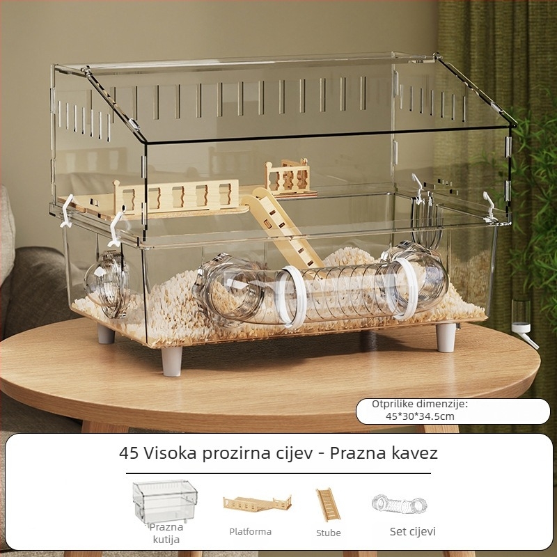 Kavez za hamstera, plastični, pravokutnog oblika, prozračan i ventiliran, za unutarnju uporabu, četiri sezone