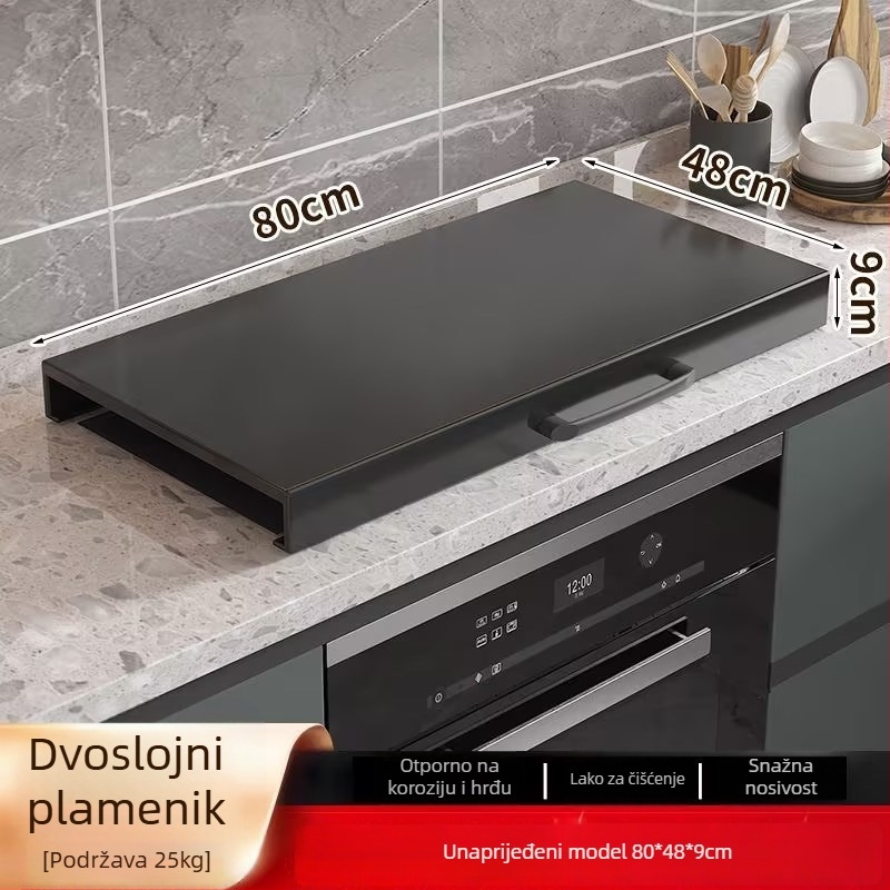 Organizator kuhinjskog stola za plinski štednjak – višenamjenski, prenosni, bez ugradnje; materijal: ugljikovo čelika; stil: moderni minimalistički