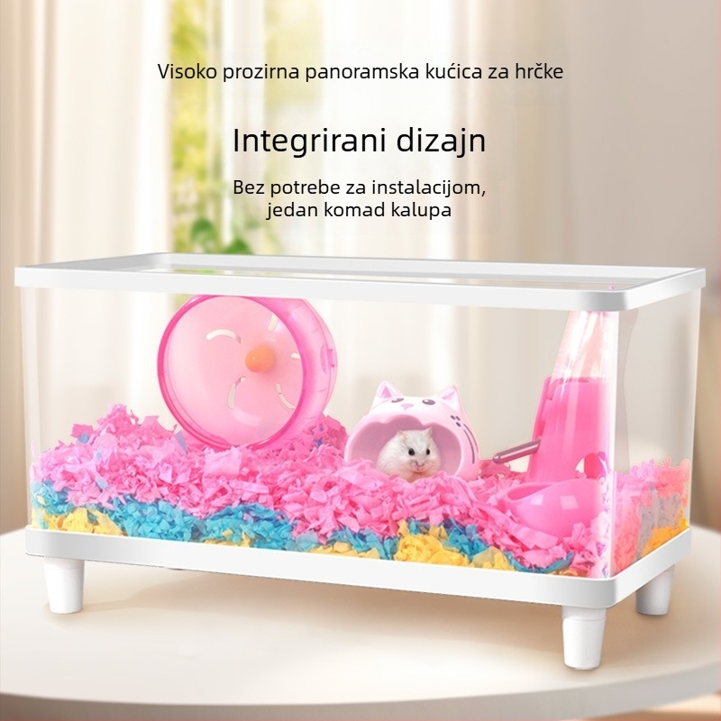 Plastični kavez za hamstera, proziran, kvadratnog oblika, vodootporan, za unutarnju upotrebu