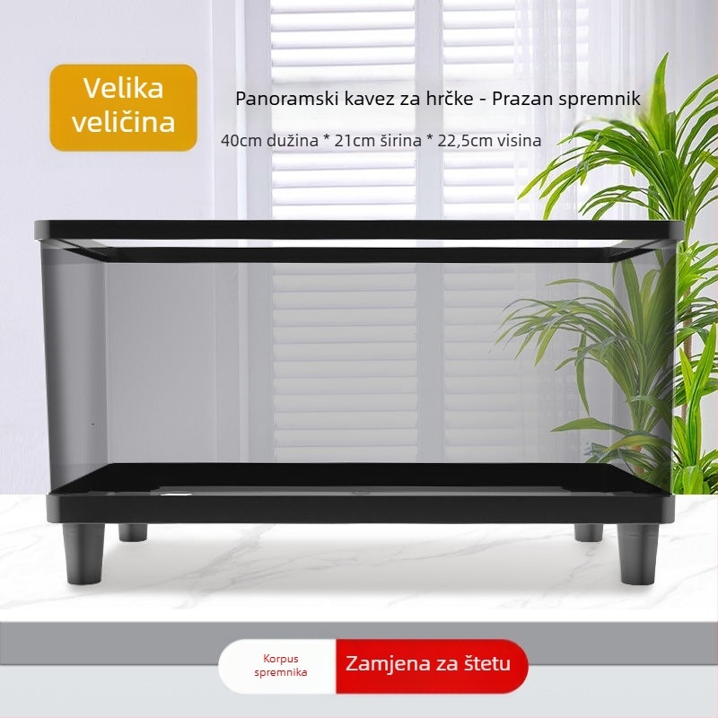 Plastični kavez za hamstera, proziran, kvadratnog oblika, vodootporan, za unutarnju upotrebu