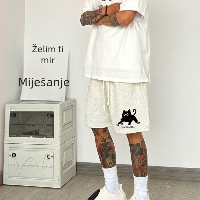 Muške labave kratke hlače od pamukova smjesa, 80% pamuka, ljetni casual sportski stil