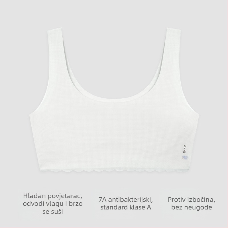 Dječji grudnjak za rast, prozračan, Ice Silk, vest stil, puni košar, ultra-tanki kalupi, 9–13 godina