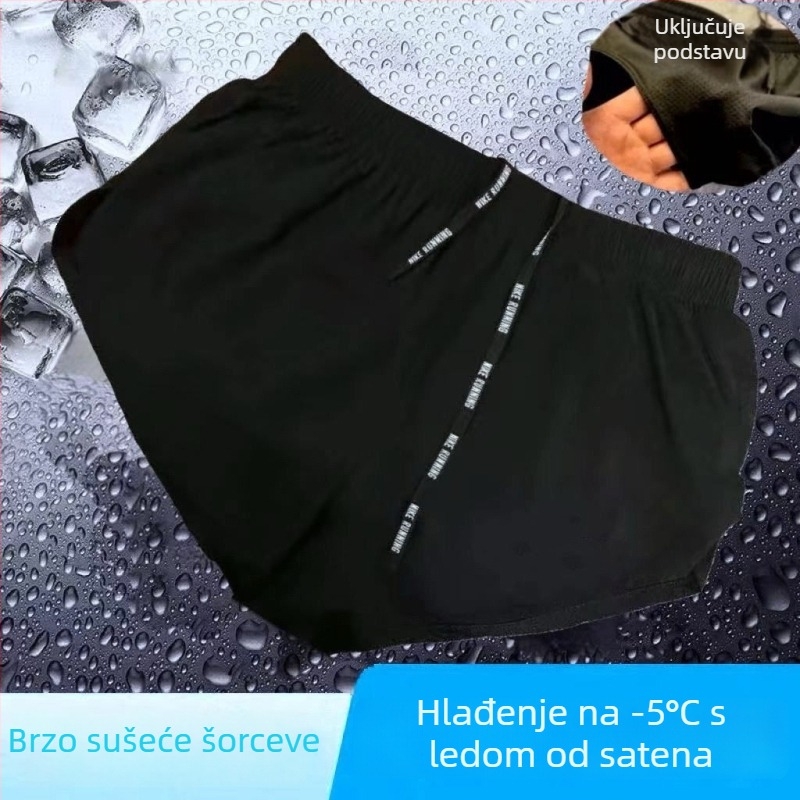 Šortse za atletiku za muškarce i žene, labavi ravni kroj, poliester tkanina, za sva četiri godišnja doba, proljeće 2025