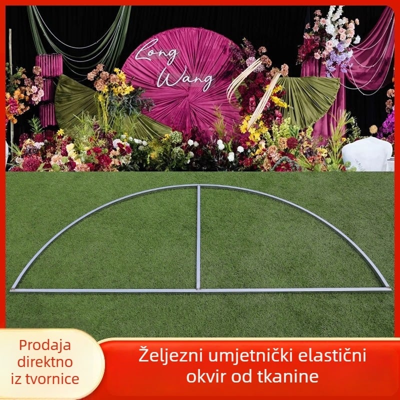 Vjenčani polukružni željezni okvir za dekoraciju, stil Nanyang, oblik ventilatora