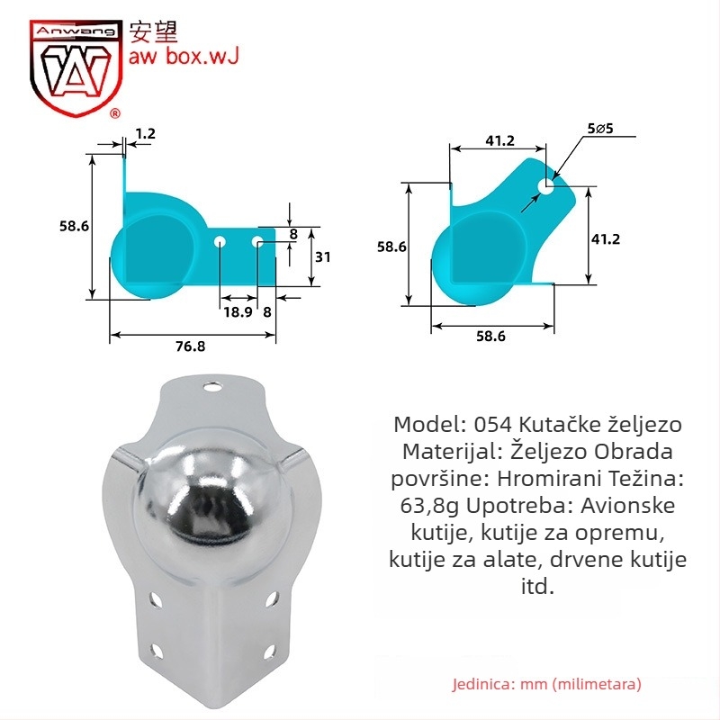 AW Anwang nehrđajući čelični zaštitnik kuta za drvene kutije, 3-strani 90° kut