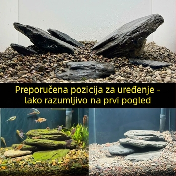 Kamen za akvarijsku dekoraciju – prirodni sirovi kamen, glavni kamen i kamenčići, donji pijesak, kutija od 60 komada