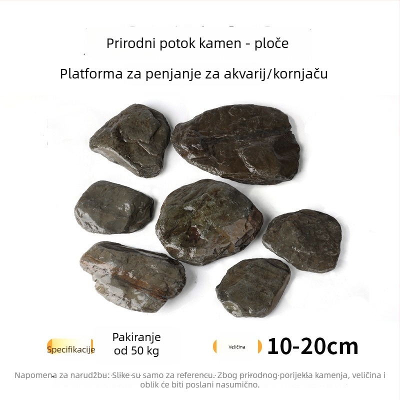 Kamen za akvarijsku dekoraciju – prirodni sirovi kamen, glavni kamen i kamenčići, donji pijesak, kutija od 60 komada