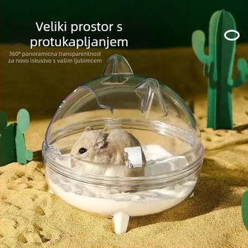 Kupaonica za hrčka s panoramskim dizajnom, protiv prskanja, od plastike