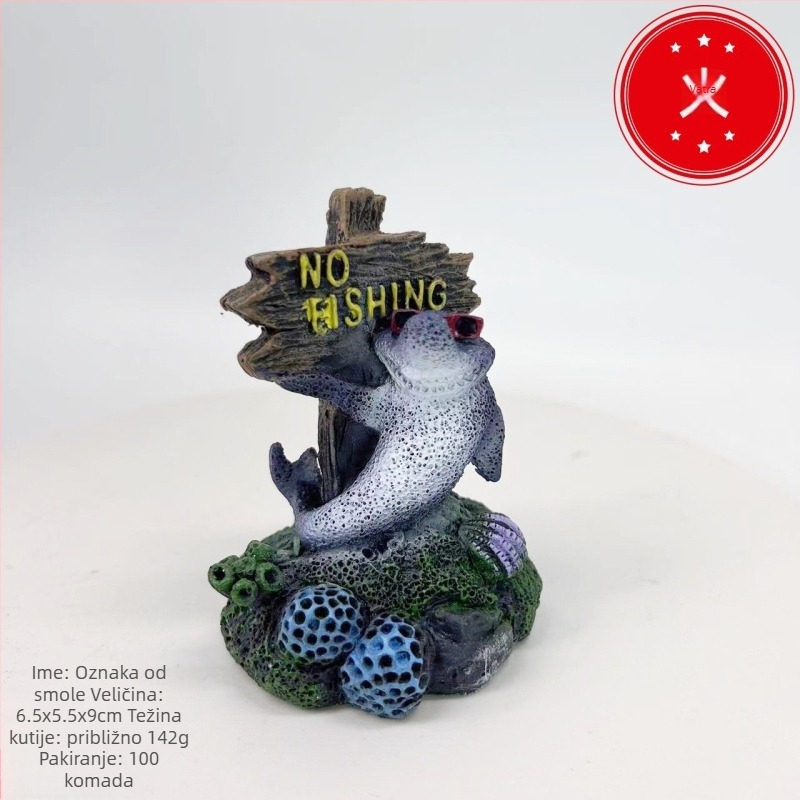 Set ukrasa za akvarij iz ekološke smole s karikaturnim delfinom, koralom, anemonom i školjkom u stilu vulkanskih mjehurića za uređenje akvarija — 30 komada