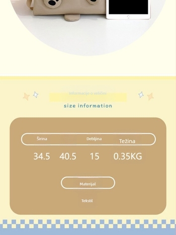 Ruksak s motivom životinje u karikaturi, kapacitet 20–35L, najlon, kompatibilan s 10-inčnim laptopom, unisex