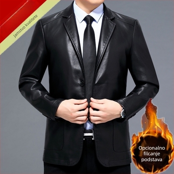 Kožna jakna od ovčje kože (korejska verzija) – prava ovčja koža, ovratnik stila sakoa, jednostruko kopčanje, uzorak životinja, podstava 100% poliestera