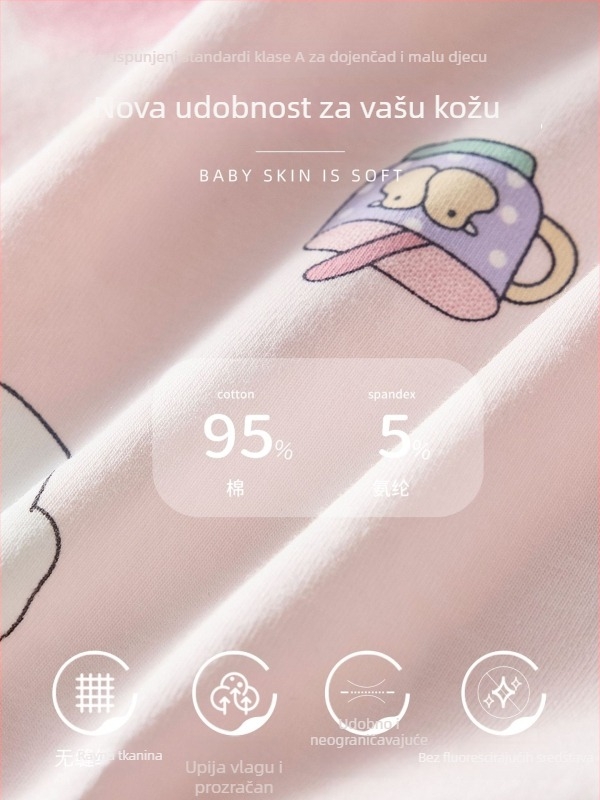 Dječje djevojačke pamučne gaćice, 95% pamuk, Warm buds, šivanje s četiri igle i šest linija, za sve sezone