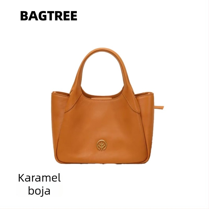 BAGTREE Torba-vodeni kofer od prave kože — gradski minimalistički stil, druga sloja teleće kože, podstava od poliester-cotton, unutarnji džep sa zipom i džep za telefon