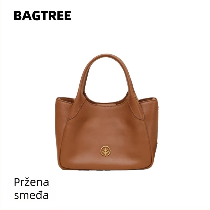 BAGTREE Torba-vodeni kofer od prave kože — gradski minimalistički stil, druga sloja teleće kože, podstava od poliester-cotton, unutarnji džep sa zipom i džep za telefon