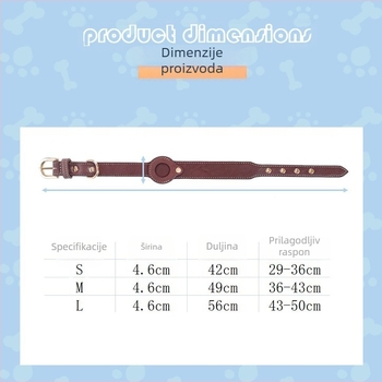 Jinyuda kožna ogrlica za psa s AirTag lokatorom, cjelogodišnja