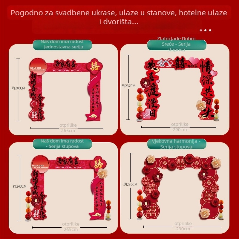 Vjenčani luk s uvjetnim stupovima za vanjsku seosku svadbenu dekoraciju – Materijal: Drugo; Marka: Jiang su; Pakiranje: Obično pakiranje; Prigoda: Vjenčanje