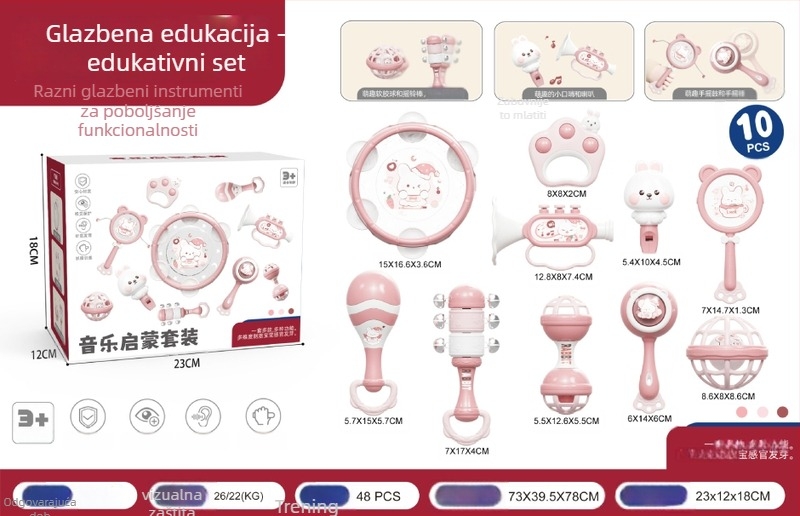 Le zai Ručni tamburin – Plastična dječja igračka za rano učenje, Udobnost za bebu, Pakiranje u kutiju, Plastična igračka 3C