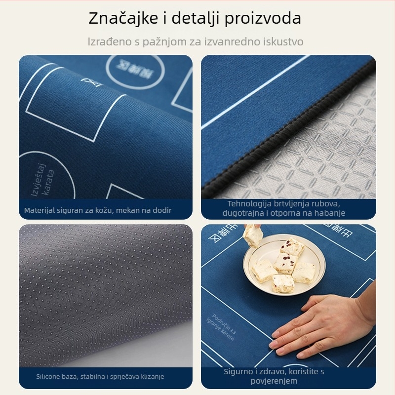 Texas Hold'em stolni ubrus s protukliznim i zvučnom izolacijom; smjesa materijala, kvadratnog oblika, mrežasti uzorak, otpornost na visoke temperature