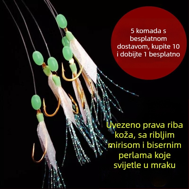 Najlon udica s biomimetikom pravom ribom kožom, svjetleća u mraku, udica lignja s podignutim ustima