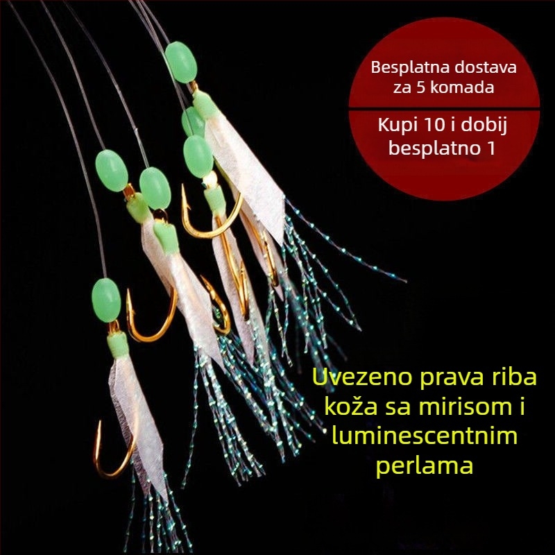 Najlon udica s biomimetikom pravom ribom kožom, svjetleća u mraku, udica lignja s podignutim ustima