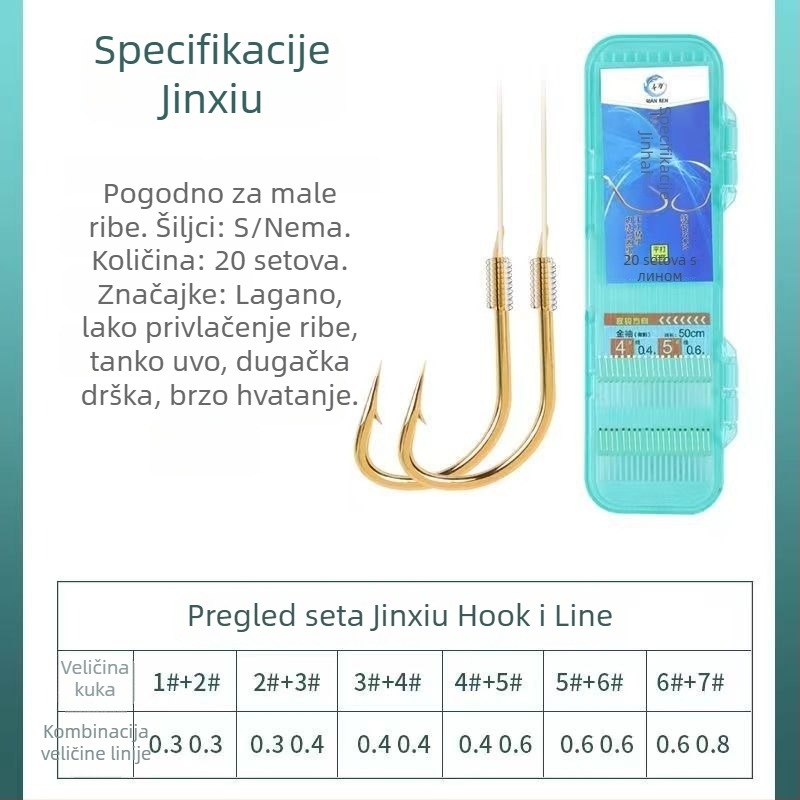 Dovršena dvostruka kuka s završetkom na manžeti i pod-nutom za slatkovodni ribolov