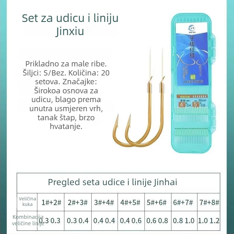 Dovršena dvostruka kuka s završetkom na manžeti i pod-nutom za slatkovodni ribolov