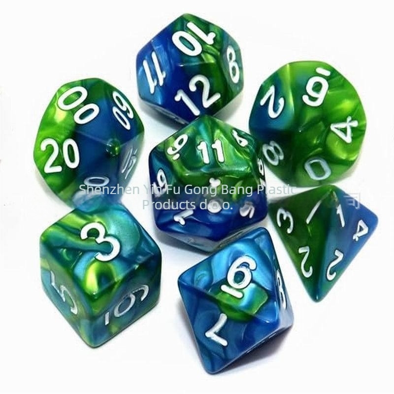 7-dijelni set poliedričnih kockica za D&D RPG, akril, zaobljeni kutovi, oblici D4-D20