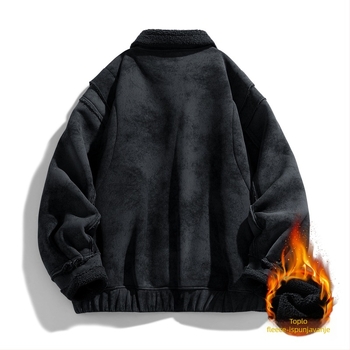 Baseball jakna s američkim stilom revera, podstavljena flisom, kapuljačom, debela za zimu