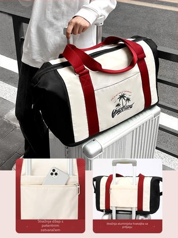 Unisex torba za fitness i putovanje s odjeljkom za mokre i suhe stvari, vodootporna i proširiva, poliester materijala, naramenica