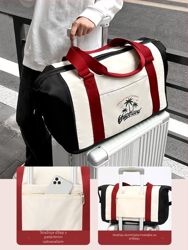 Unisex torba za fitness i putovanje s odjeljkom za mokre i suhe stvari, vodootporna i proširiva, poliester materijala, naramenica