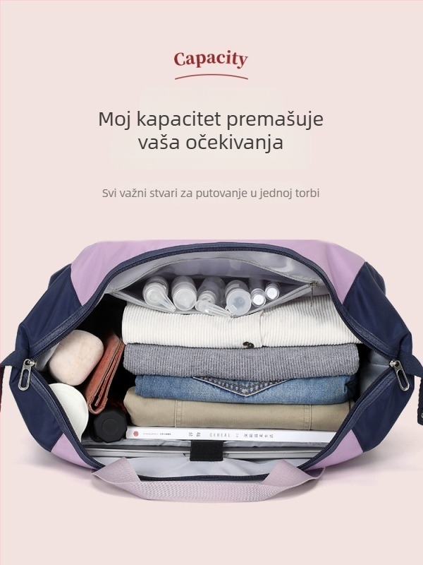 Unisex torba za fitness i putovanje s odjeljkom za mokre i suhe stvari, vodootporna i proširiva, poliester materijala, naramenica