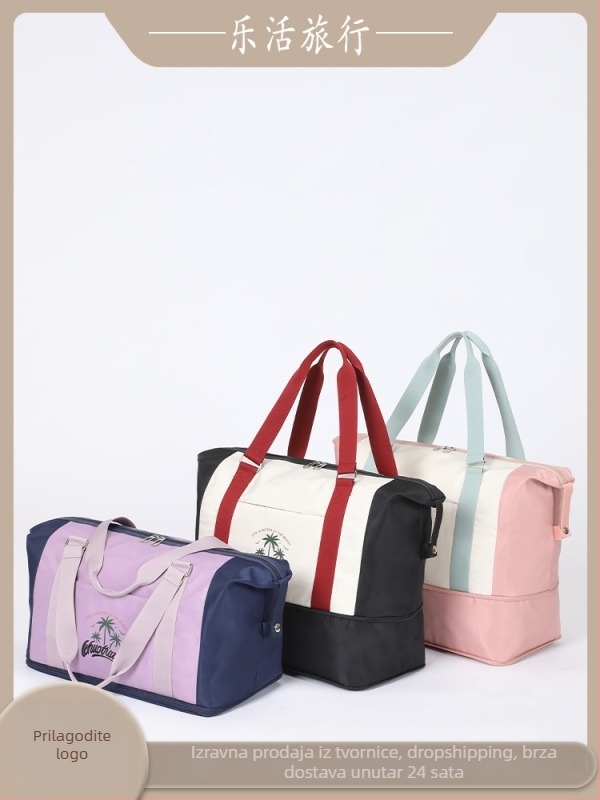 Unisex torba za fitness i putovanje s odjeljkom za mokre i suhe stvari, vodootporna i proširiva, poliester materijala, naramenica