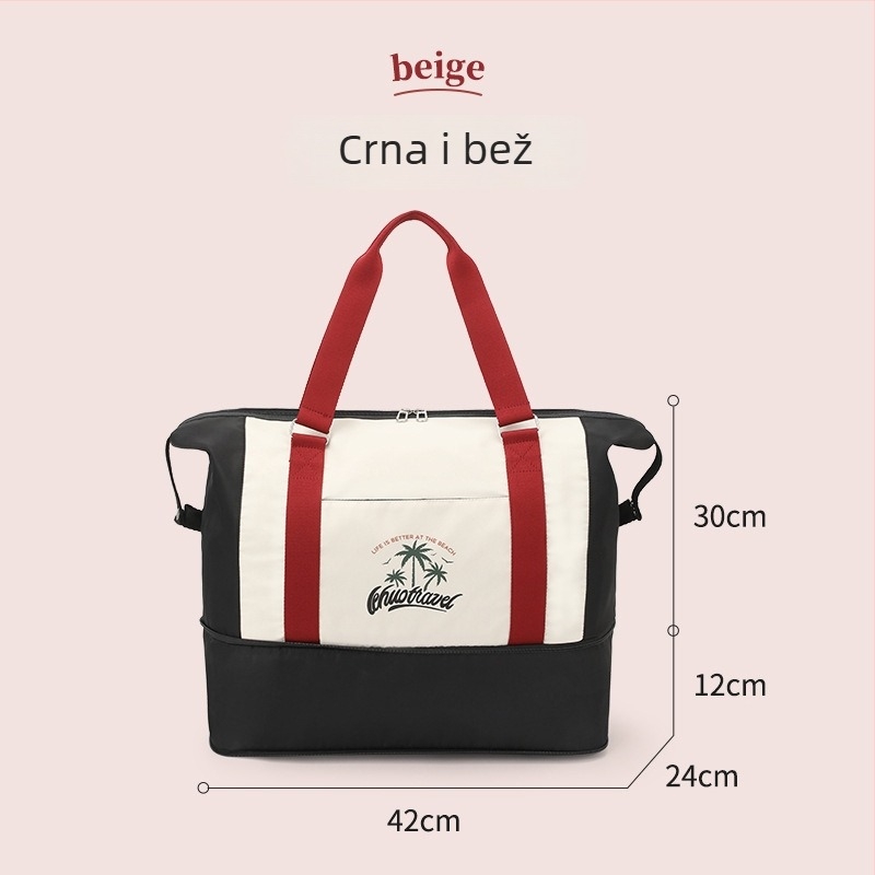 Unisex torba za fitness i putovanje s odjeljkom za mokre i suhe stvari, vodootporna i proširiva, poliester materijala, naramenica